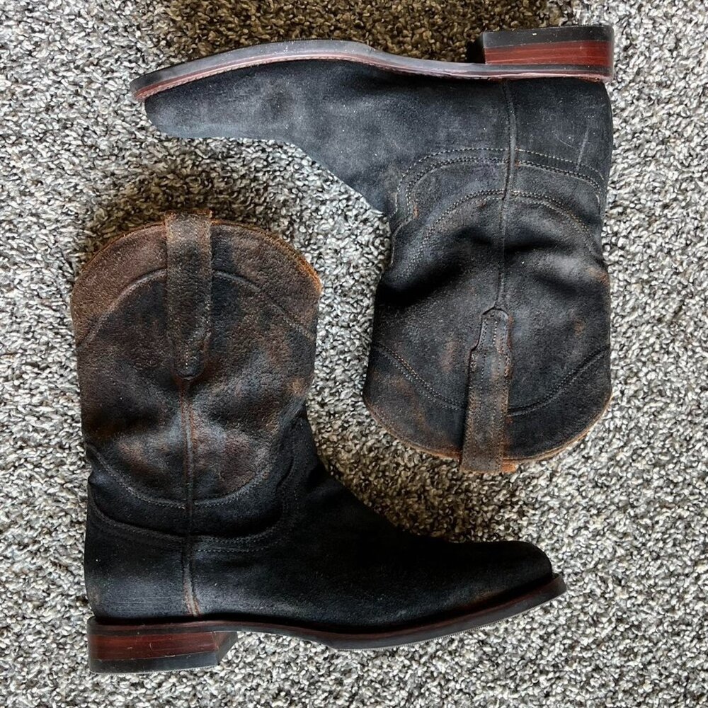 Tecovas 1002 Earl Roper Leather Cowboy Boots Distressed Black Mens 10D Western